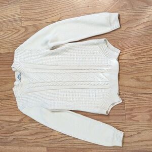 Antonio Melani off-white cable-knit sweater crewneck cotton blend women's size L